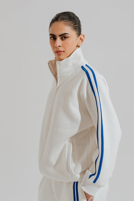 White Relaxed Fit Mock Neck Zipper - Hustle N Holla