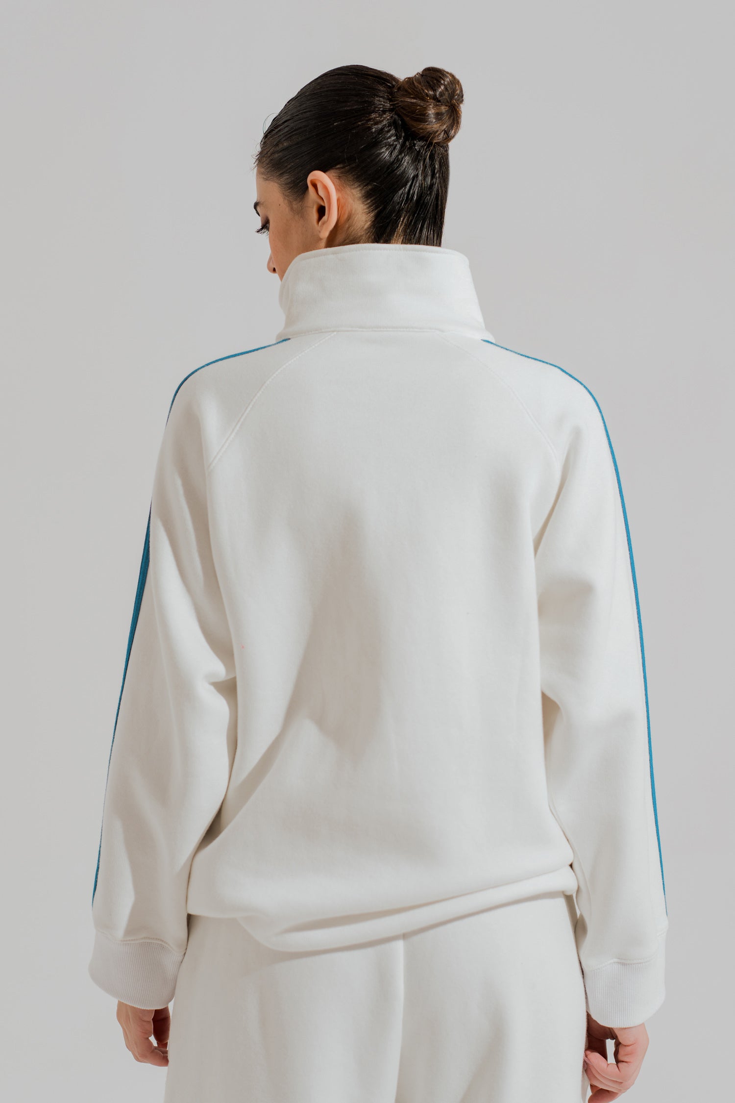 White Relaxed Fit Mock Neck Zipper - Hustle N Holla
