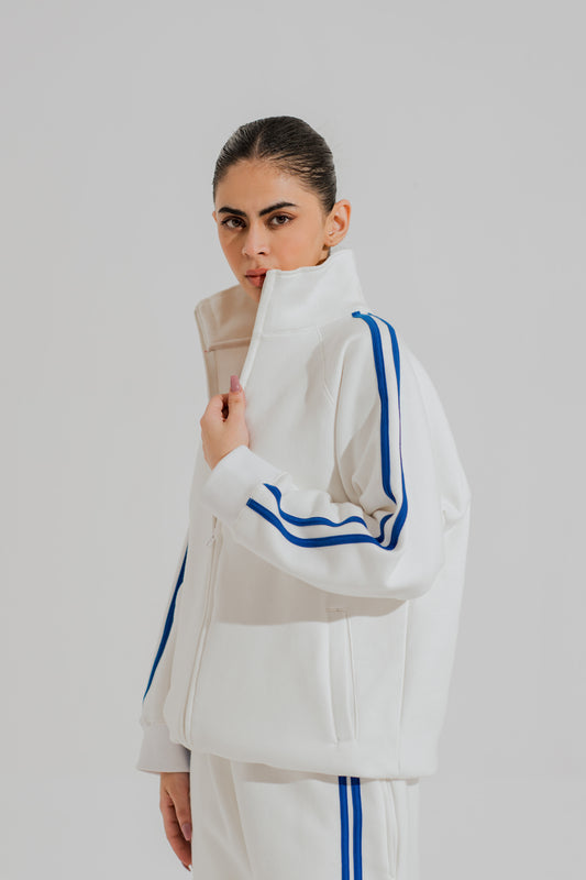 White Relaxed Fit Mock Neck Zipper - Hustle N Holla