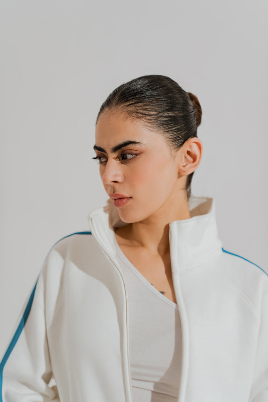 White Relaxed Fit Mock Neck Zipper - Hustle N Holla