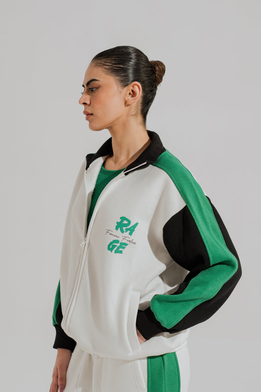 Off White Relaxed Fit Mock Neck Zipper