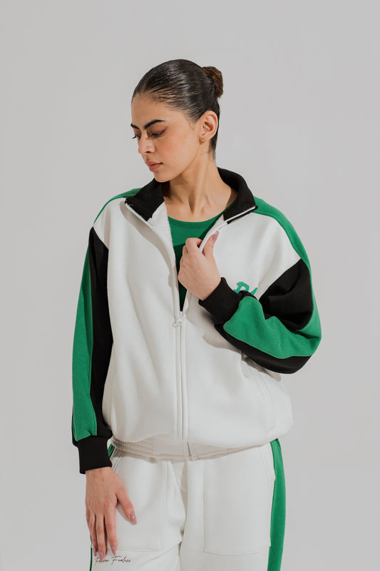Off White Relaxed Fit Mock Neck Zipper