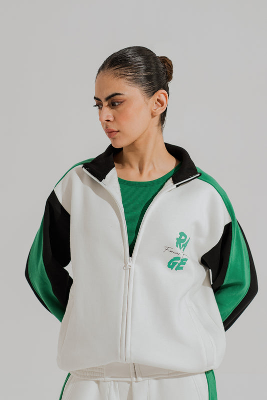 Off White Relaxed Fit Mock Neck Zipper