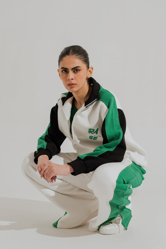 Off White Relaxed Fit Mock Neck Zipper