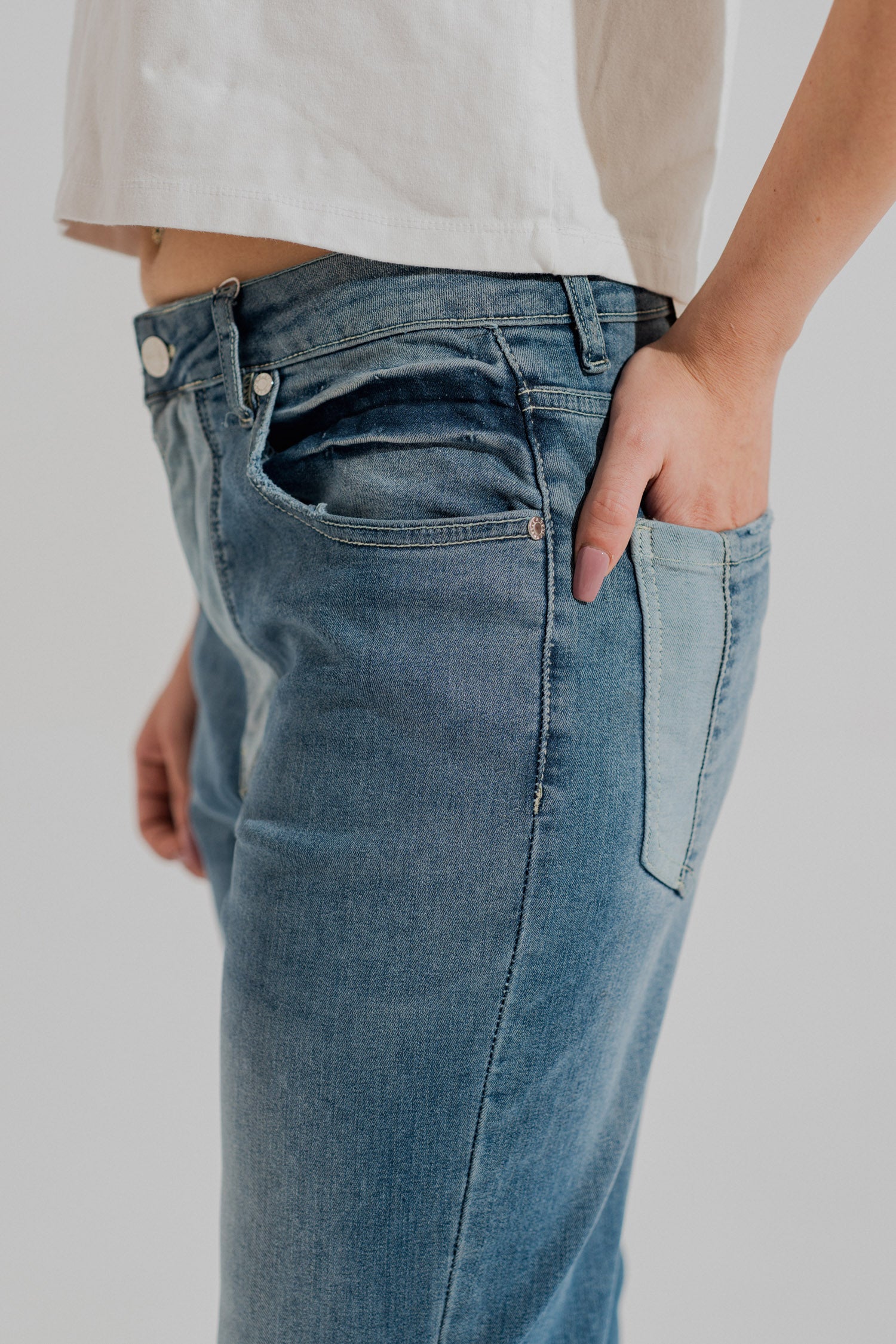 Mid Wash Denim Five Pocket Skinny Jeans - Hustle N Holla