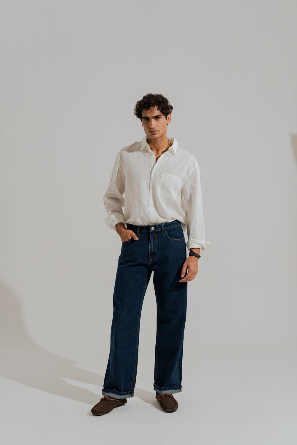 Blue Dark Washed Loose Fit Denim Jeans - Hustle N Holla