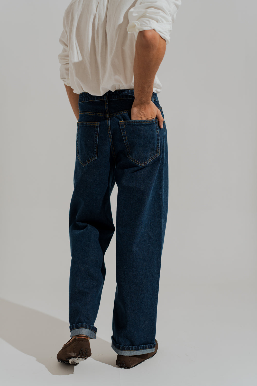 Blue Dark Washed Loose Fit Denim Jeans - Hustle N Holla