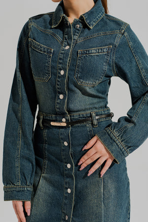 Vintage Wash Mini Denim Dress - Hustle N Holla
