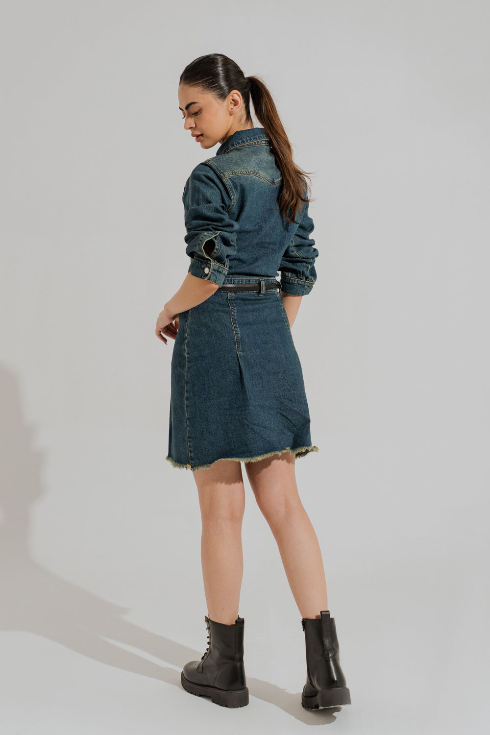 Vintage Wash Mini Denim Dress - Hustle N Holla