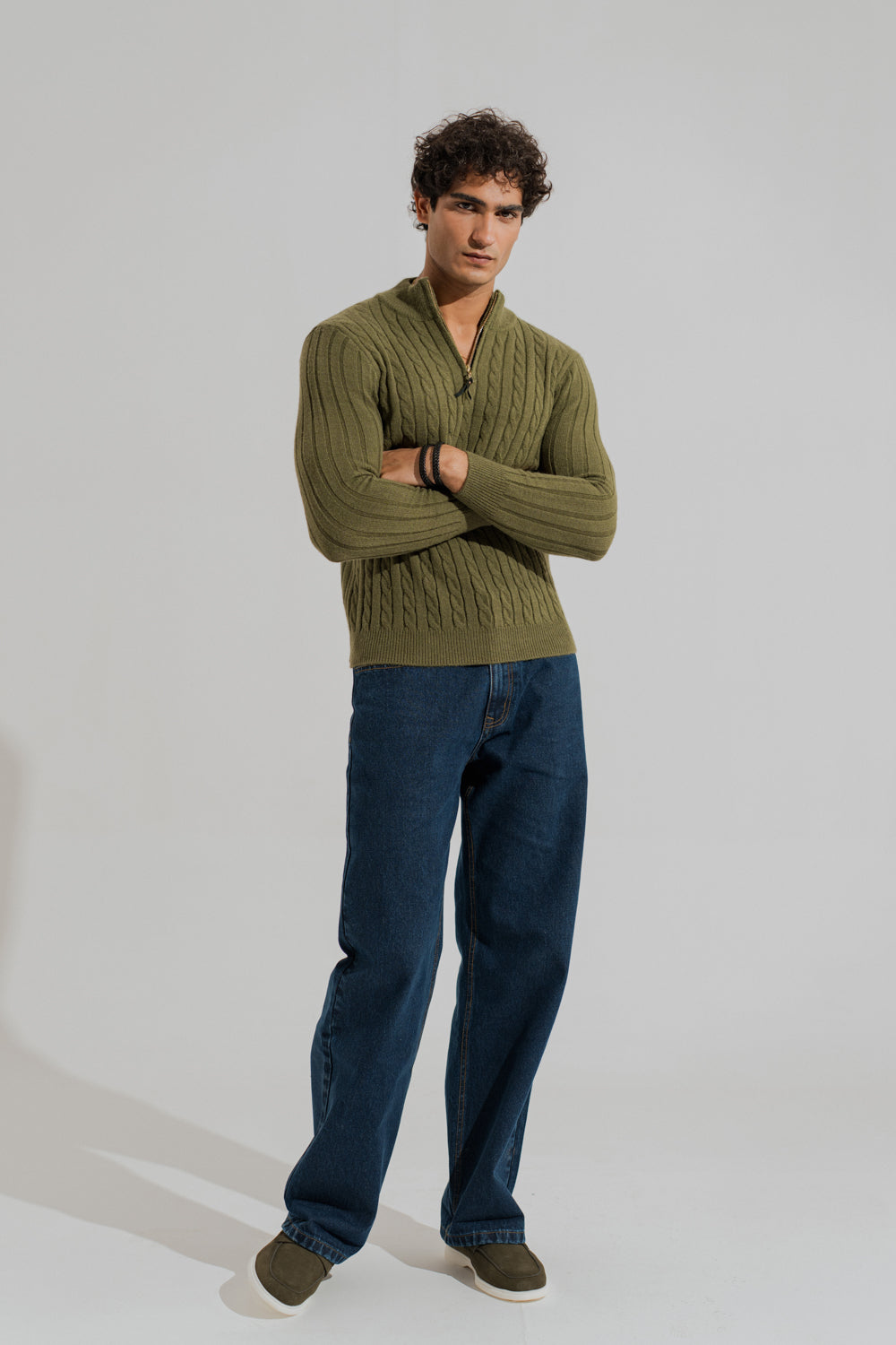 Army Green Regular Fit Sweater - Hustle N Holla