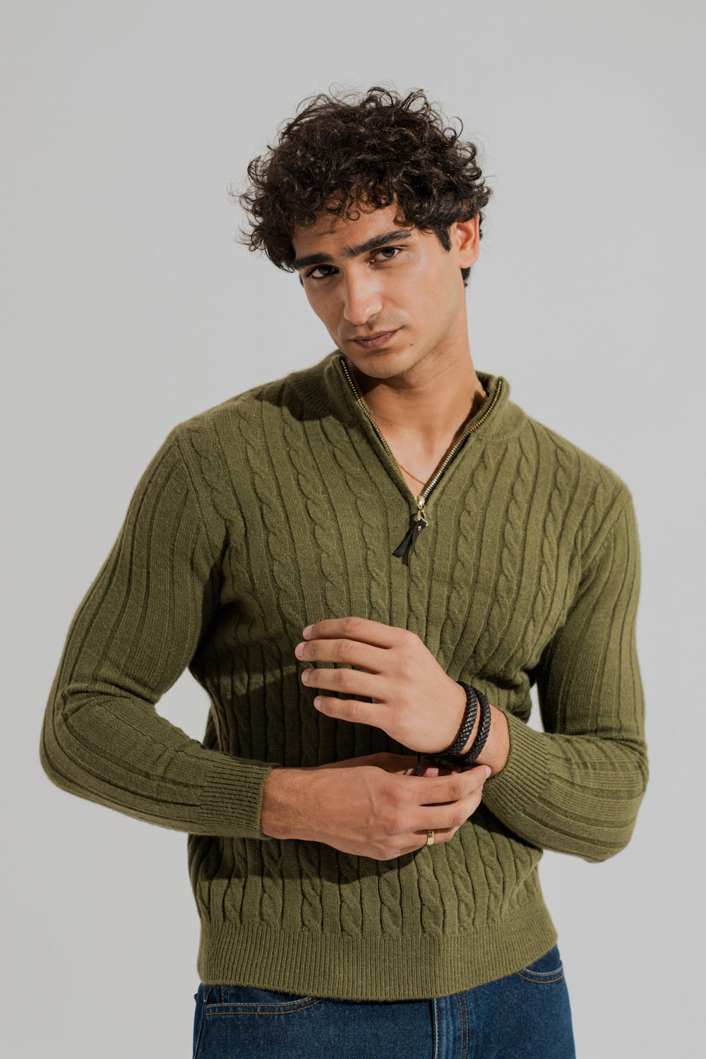 Army Green Regular Fit Sweater - Hustle N Holla