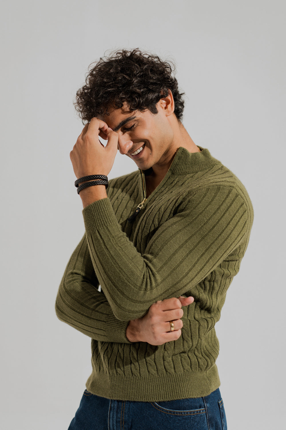 Army Green Regular Fit Sweater - Hustle N Holla