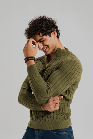 Army Green Regular Fit Sweater - Hustle N Holla
