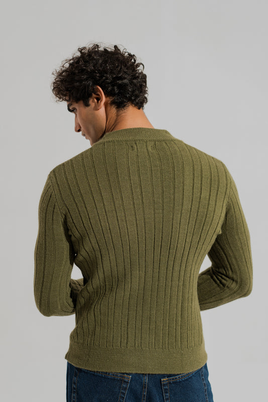 Army Green Regular Fit Sweater - Hustle N Holla