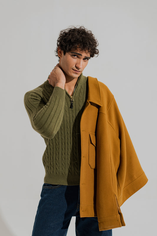 Army Green Regular Fit Sweater - Hustle N Holla