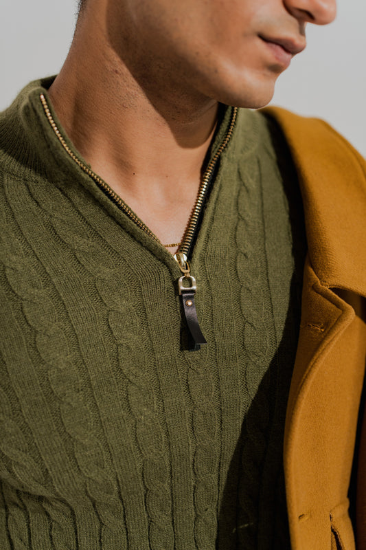 Army Green Regular Fit Sweater - Hustle N Holla