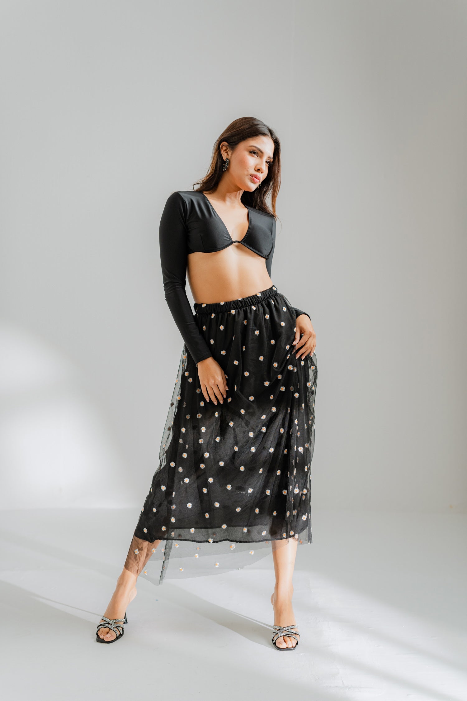 Embroidered Net Skirt