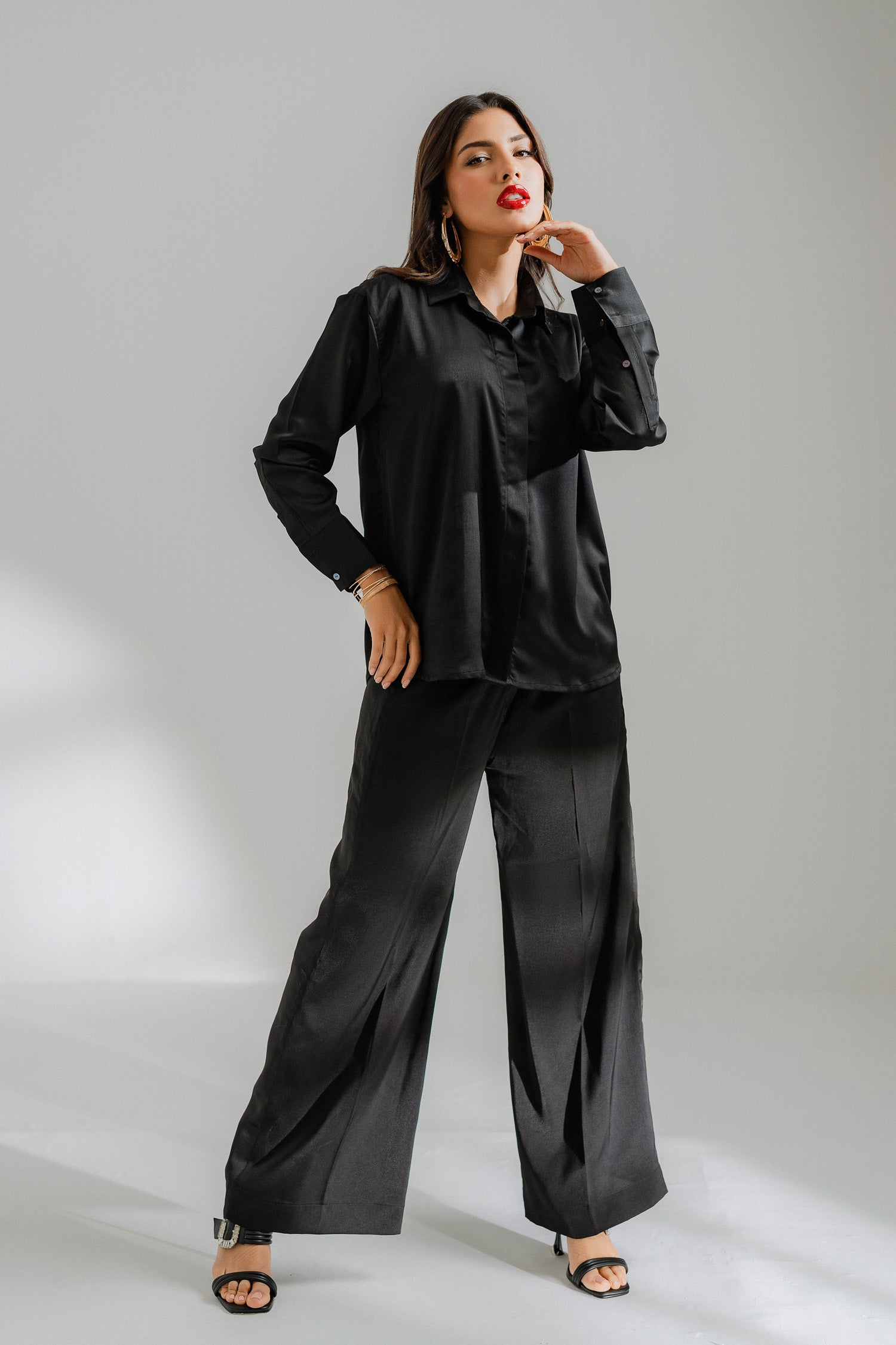 Black Wide Leg Trousers - Hustle N Holla