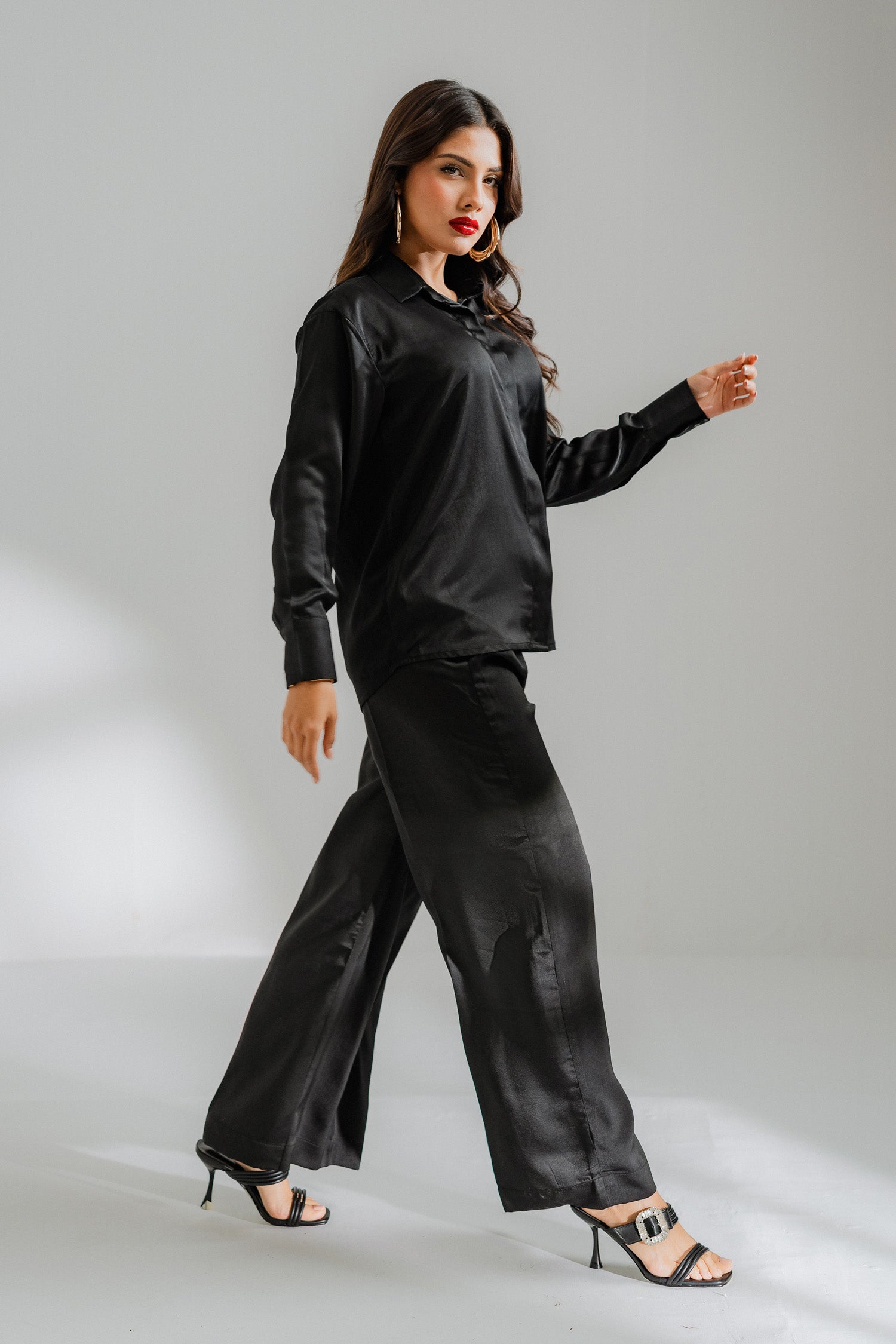 Black Wide Leg Trousers - Hustle N Holla