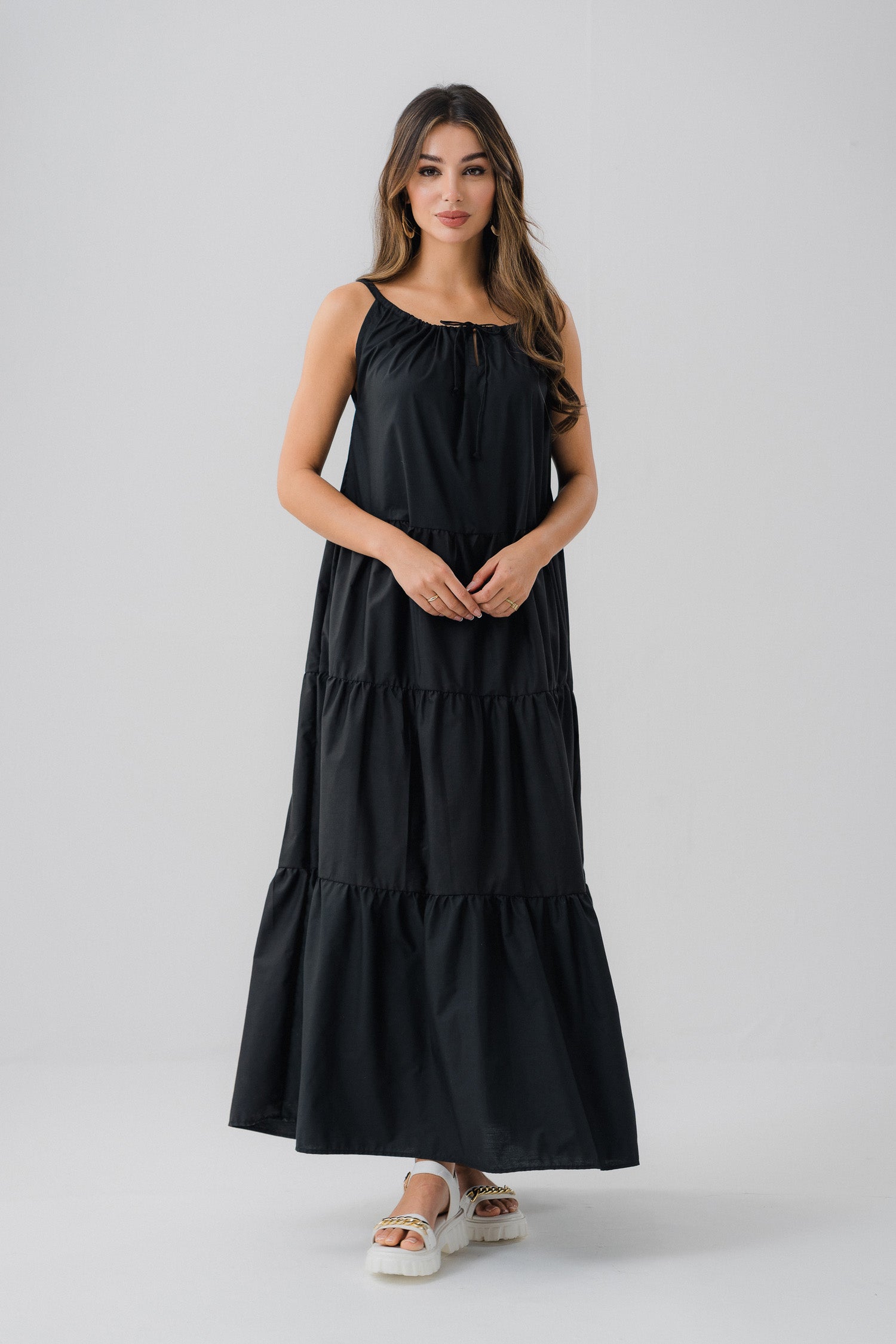 Black Tiered Long Dress - Hustle N Holla