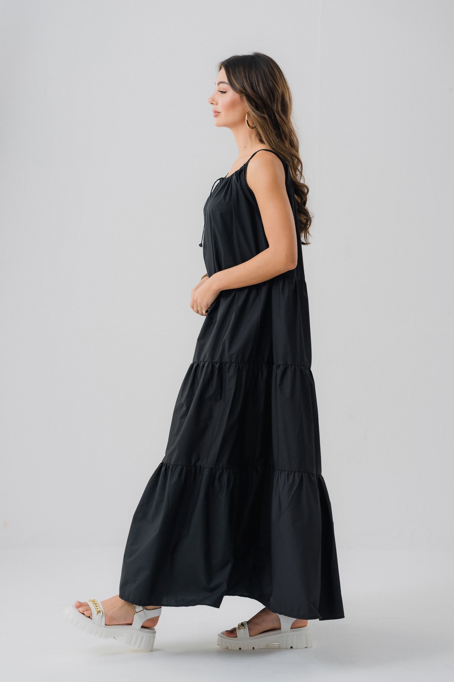 Black Tiered Long Dress - Hustle N Holla