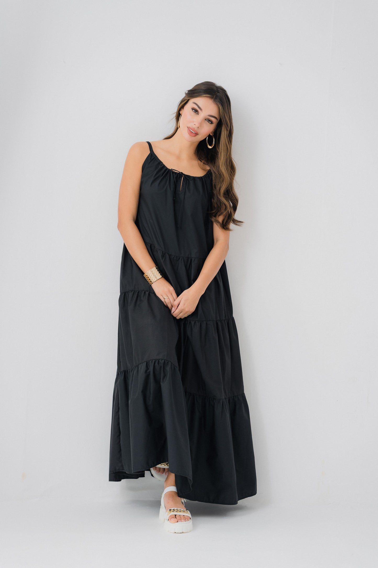 Black Tiered Long Dress - Hustle N Holla