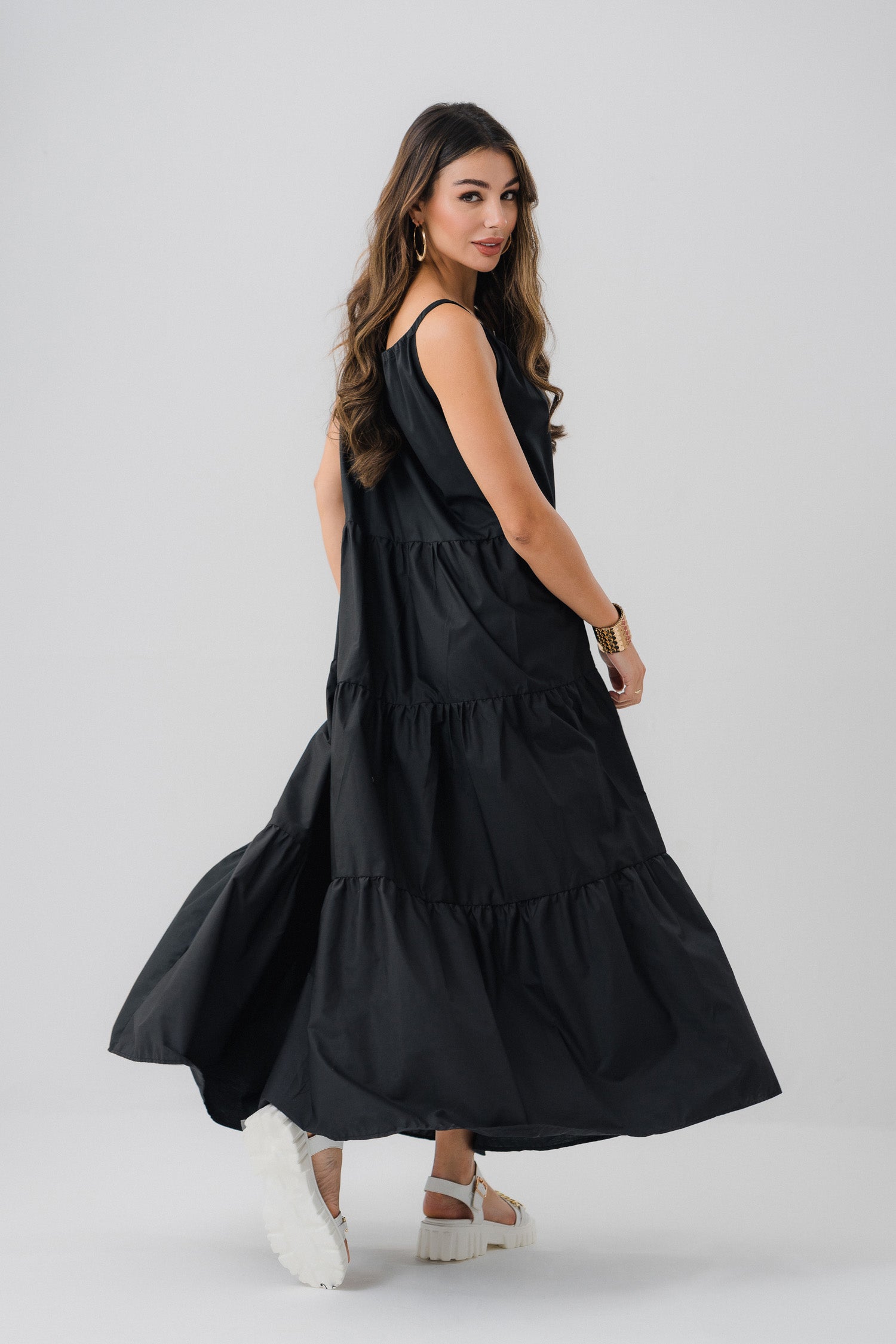 Black Tiered Long Dress - Hustle N Holla