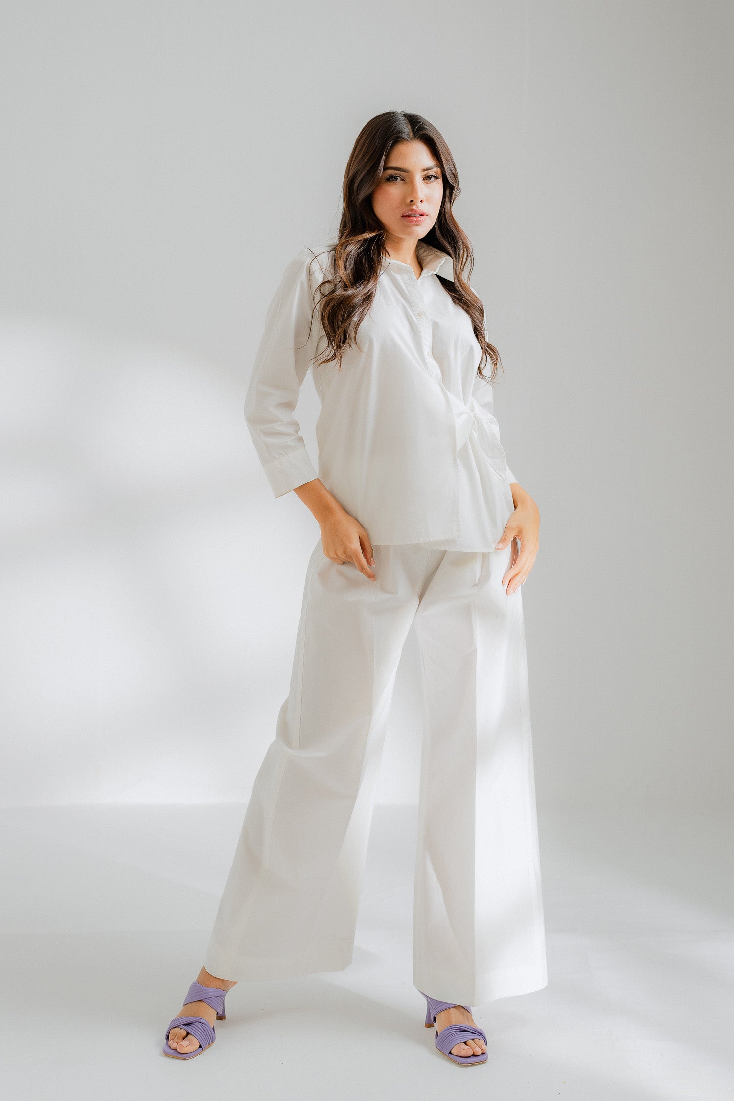 White Wide Leg Trousers - Hustle N Holla