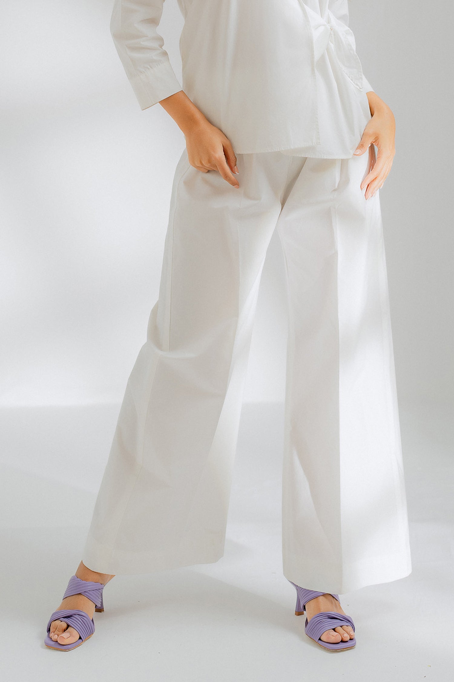 White Wide Leg Trousers - Hustle N Holla