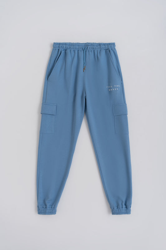 Blue Straight Fit Chambray Sweatpants - Hustle N Holla