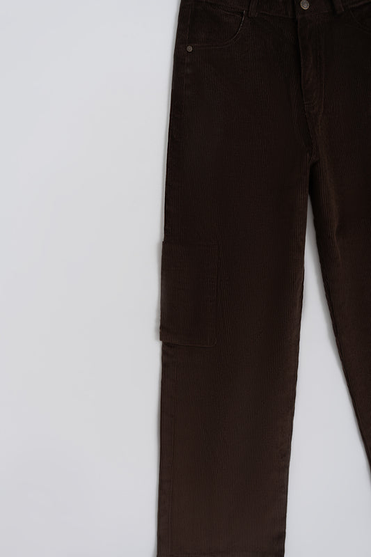 Brown Straight Fit Corduroy Pants - Hustle N Holla