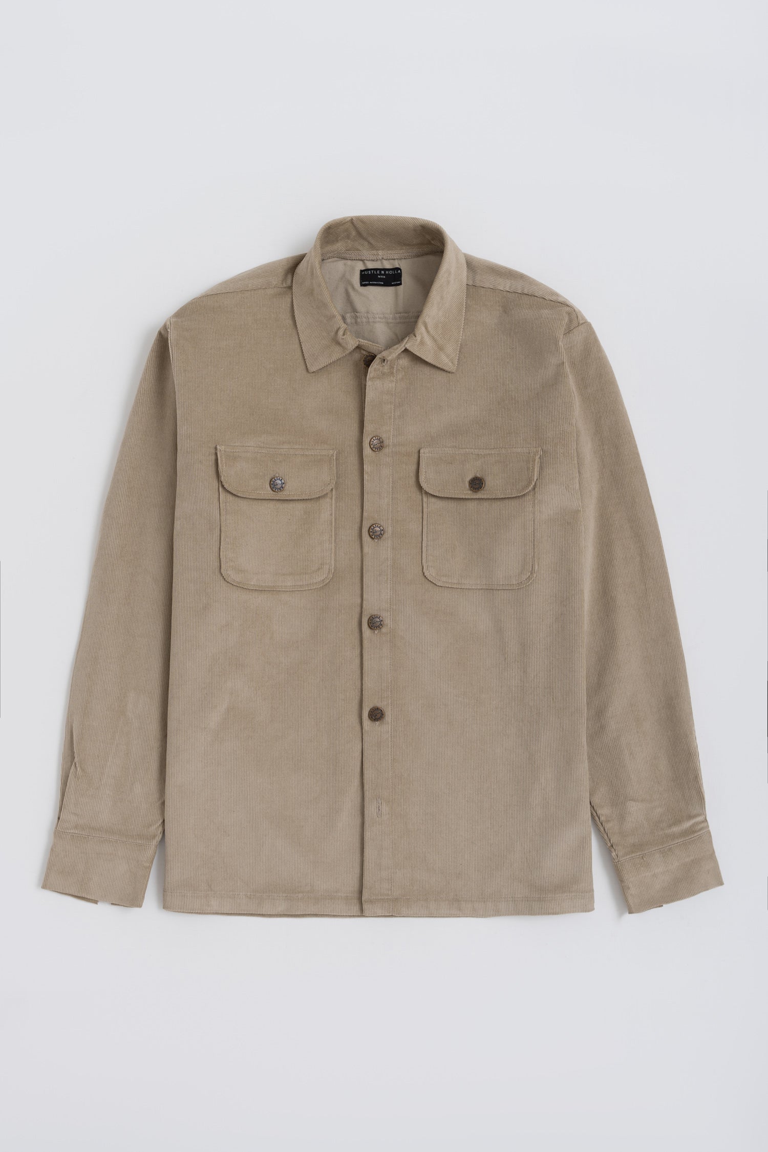 Khaki Oversized Corduroy Button Down Shirt