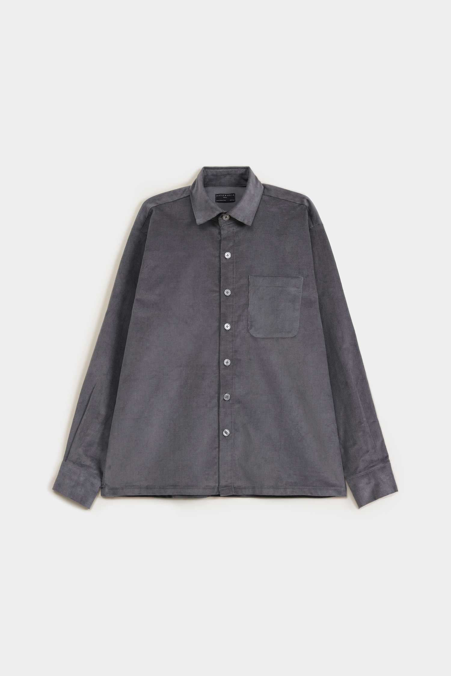 Grey Oversized Corduroy Button Down Shirt