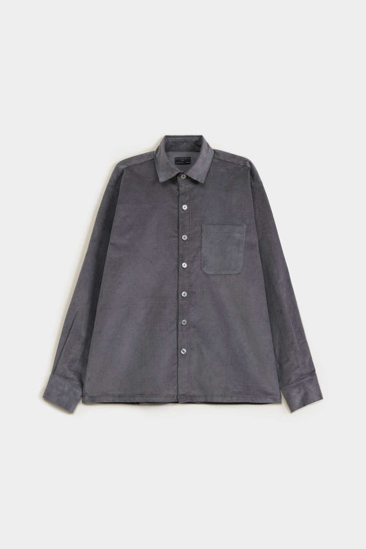 Grey Oversized Corduroy Button Down Shirt - Hustle N Holla