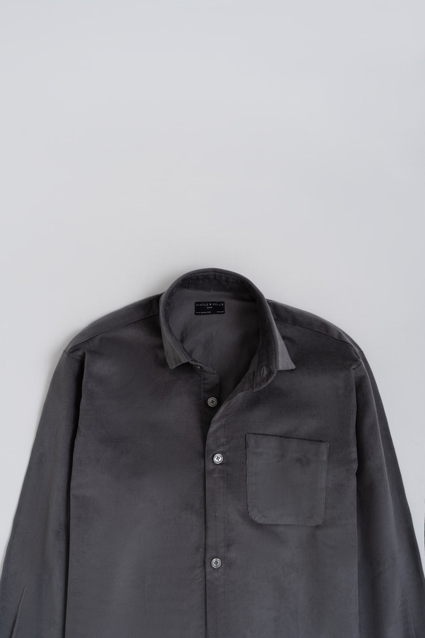 Grey Oversized Corduroy Button Down Shirt - Hustle N Holla