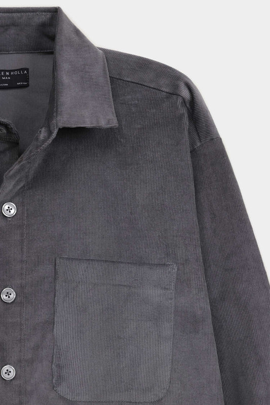 Grey Oversized Corduroy Button Down Shirt - Hustle N Holla