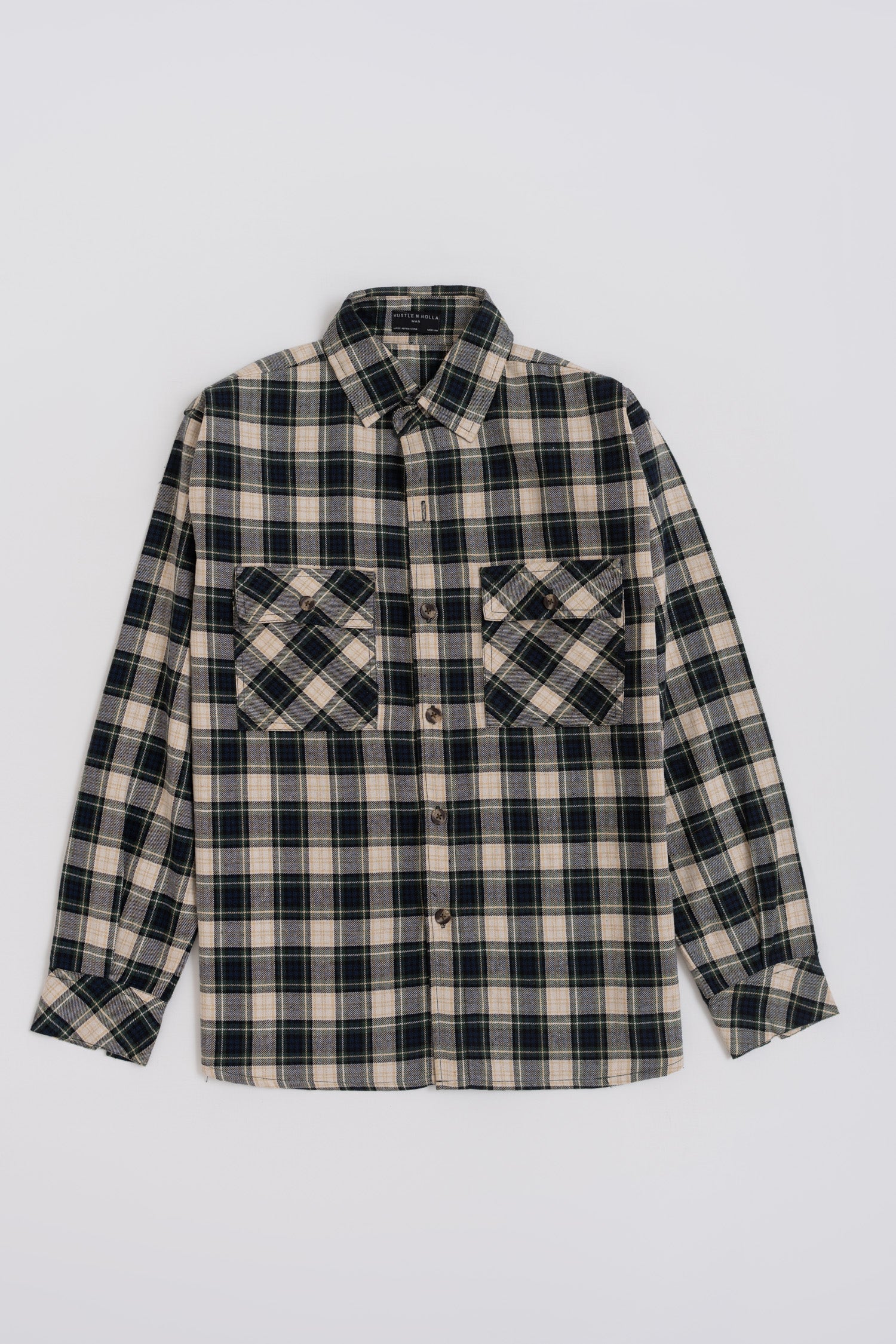 Oversized Grey Button Down Check Shirt - Hustle N Holla