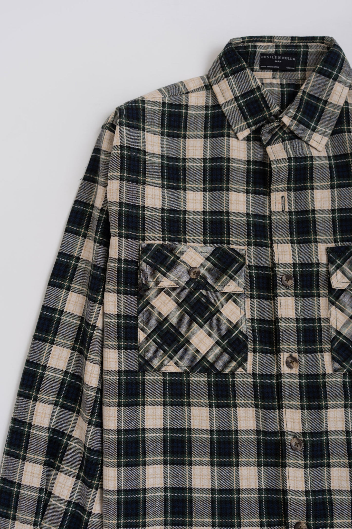 Oversized Grey Button Down Check Shirt - Hustle N Holla