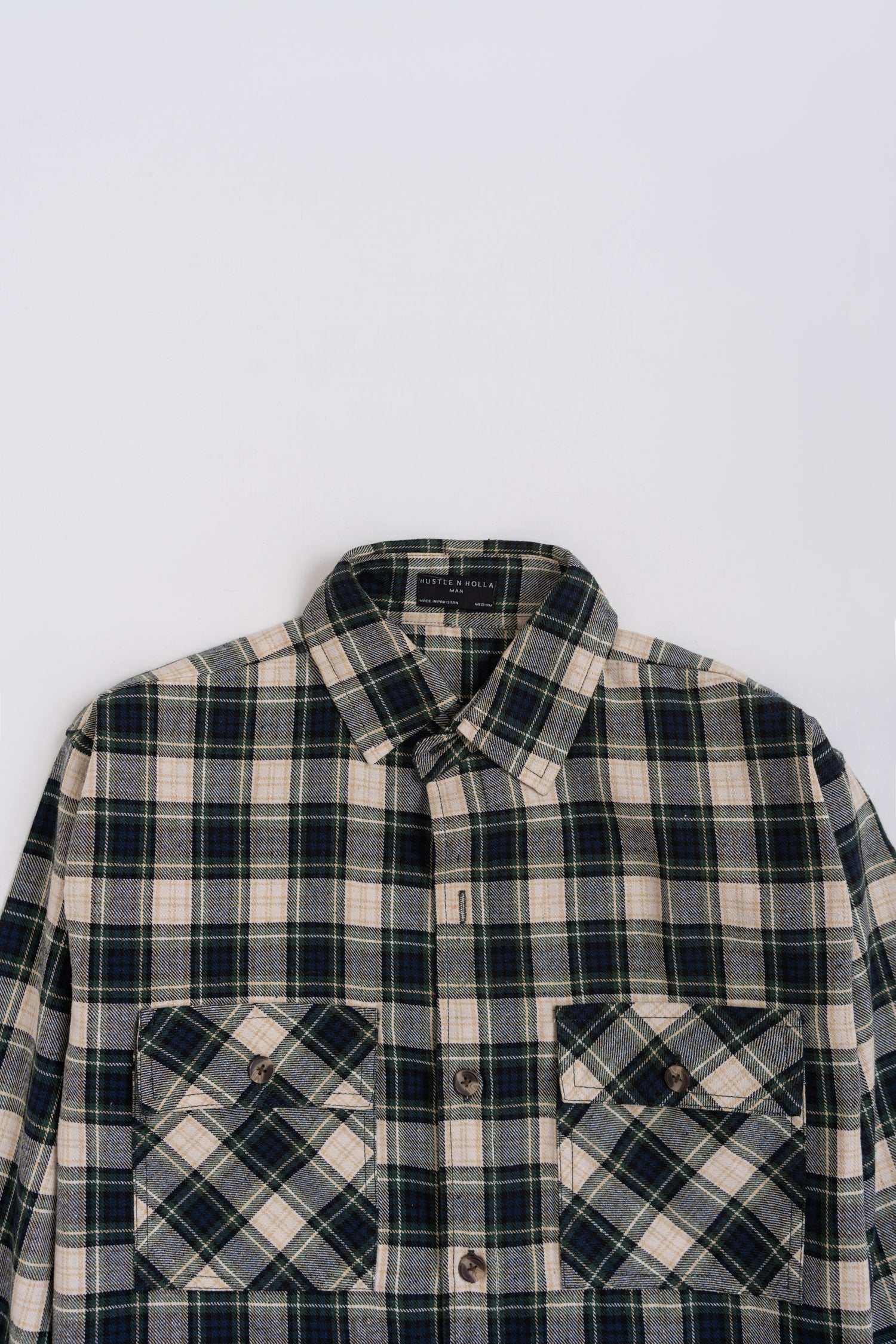 Oversized Grey Button Down Check Shirt - Hustle N Holla