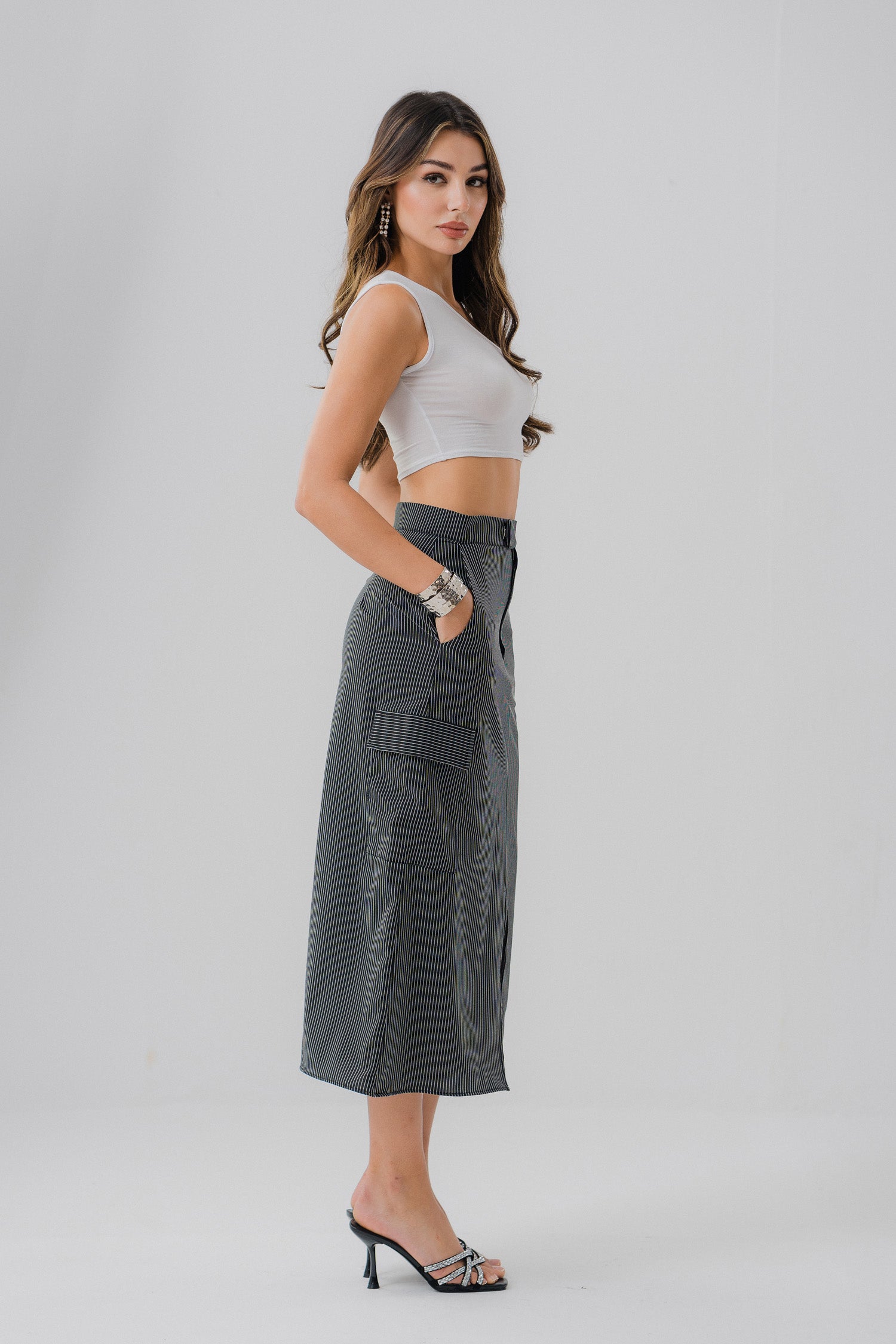 Pinstripe Cargo Skirt - Hustle N Holla
