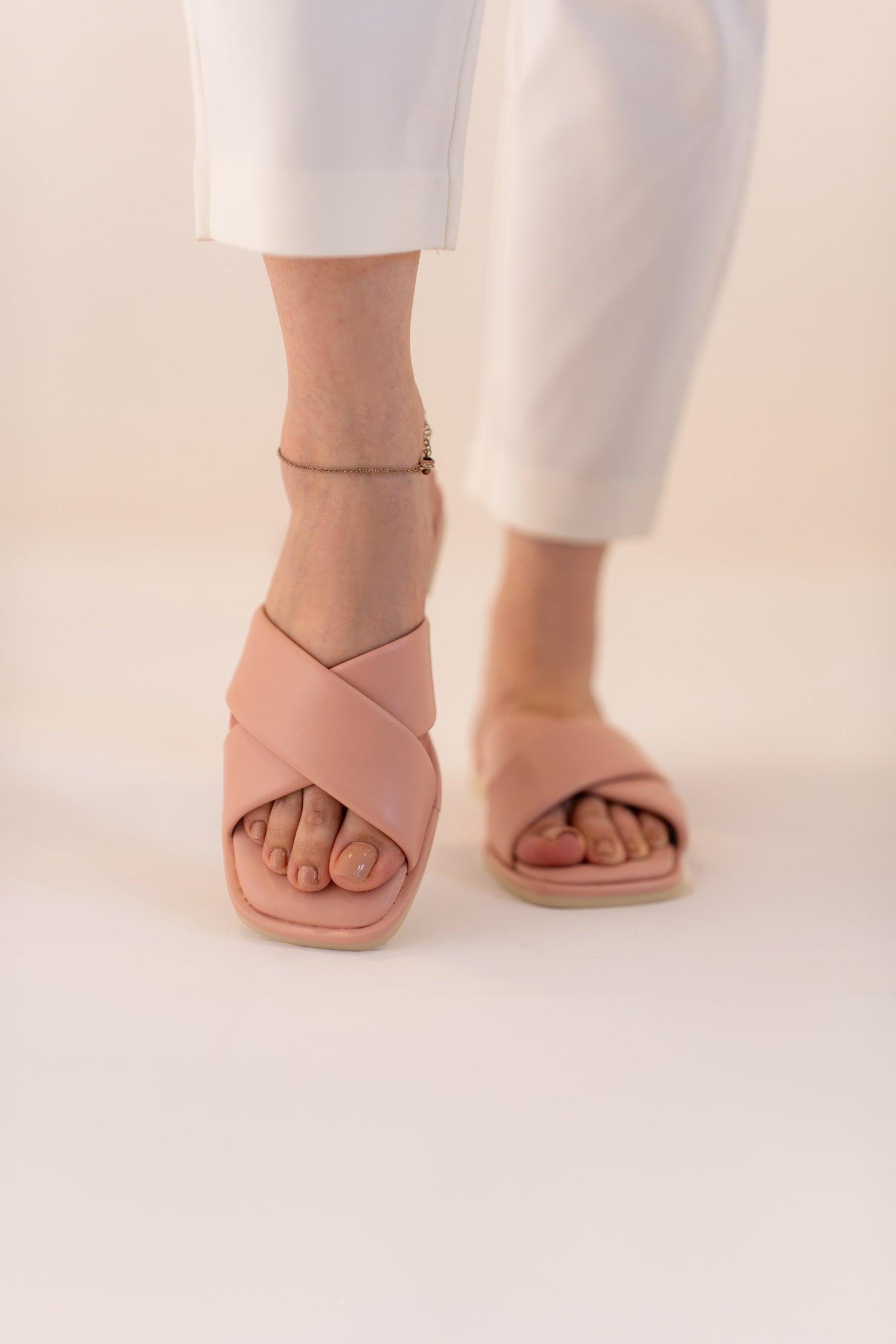 Soft Pink Cross Strap Flats - Hustle N Holla
