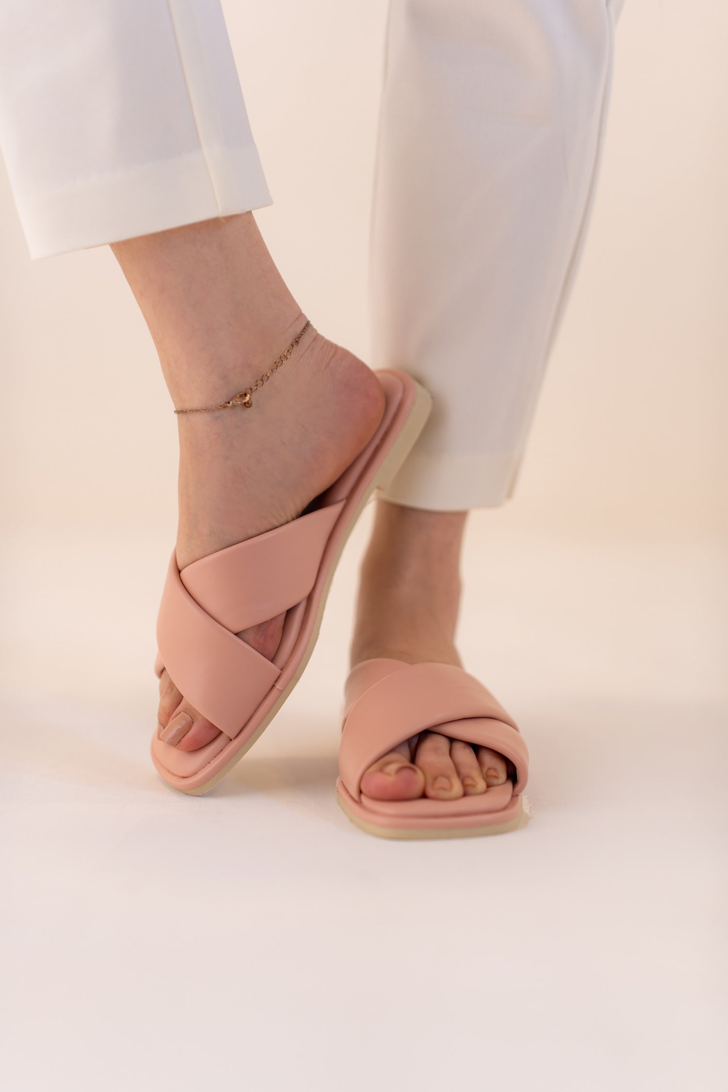 Soft Pink Cross Strap Flats - Hustle N Holla
