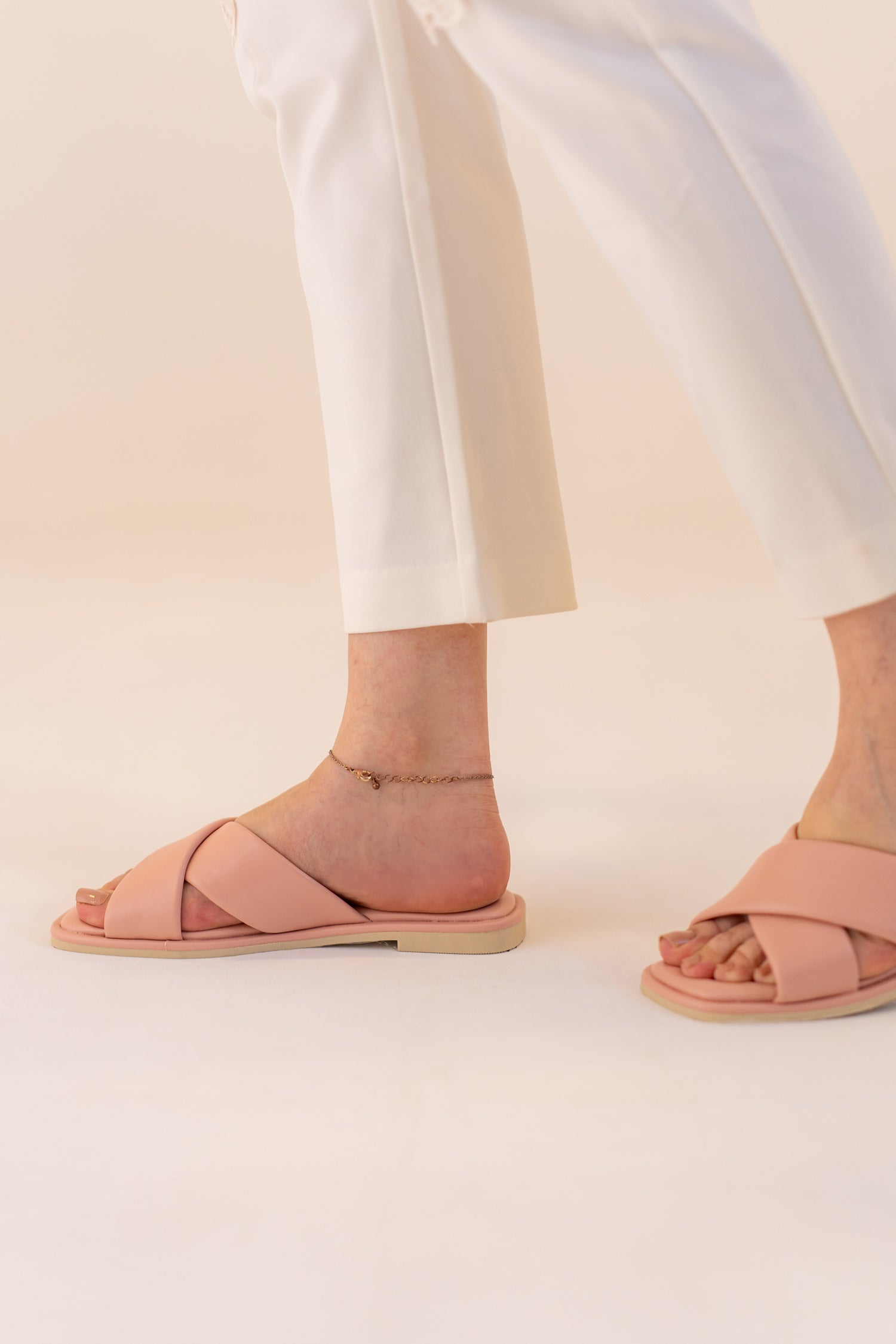 Soft Pink Cross Strap Flats - Hustle N Holla