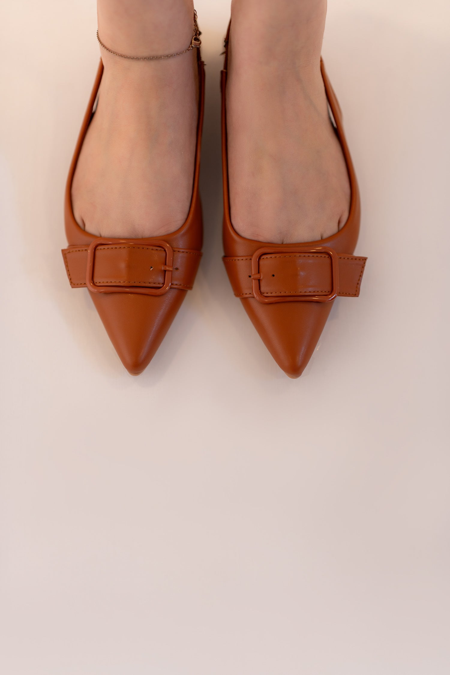 Tan Buckle Detail Flats - Hustle N Holla