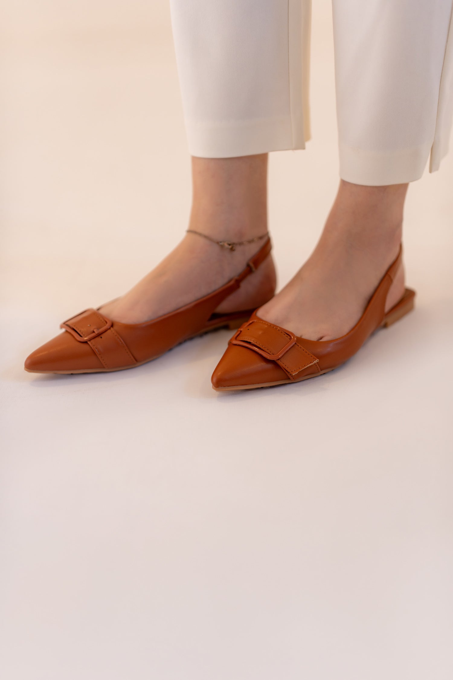 Tan Buckle Detail Flats - Hustle N Holla