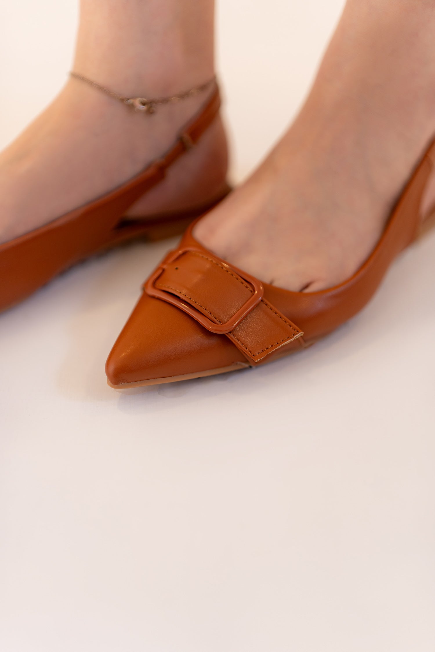 Tan Buckle Detail Flats - Hustle N Holla