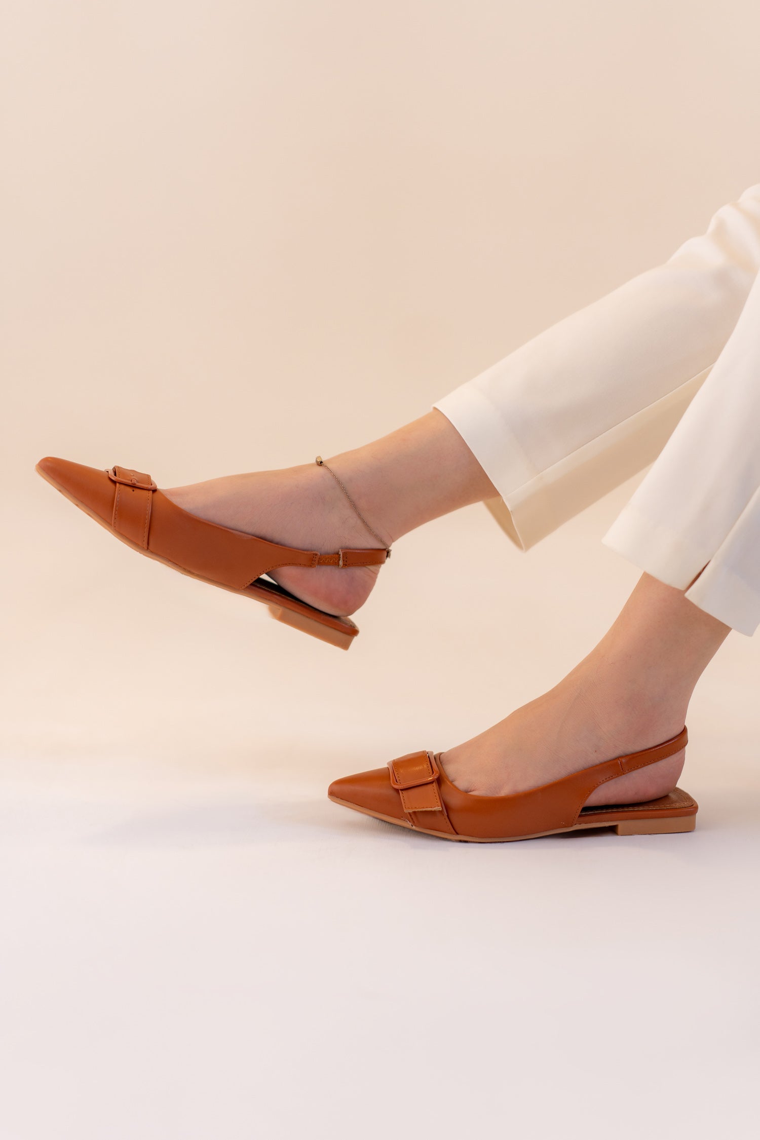 Tan Buckle Detail Flats - Hustle N Holla
