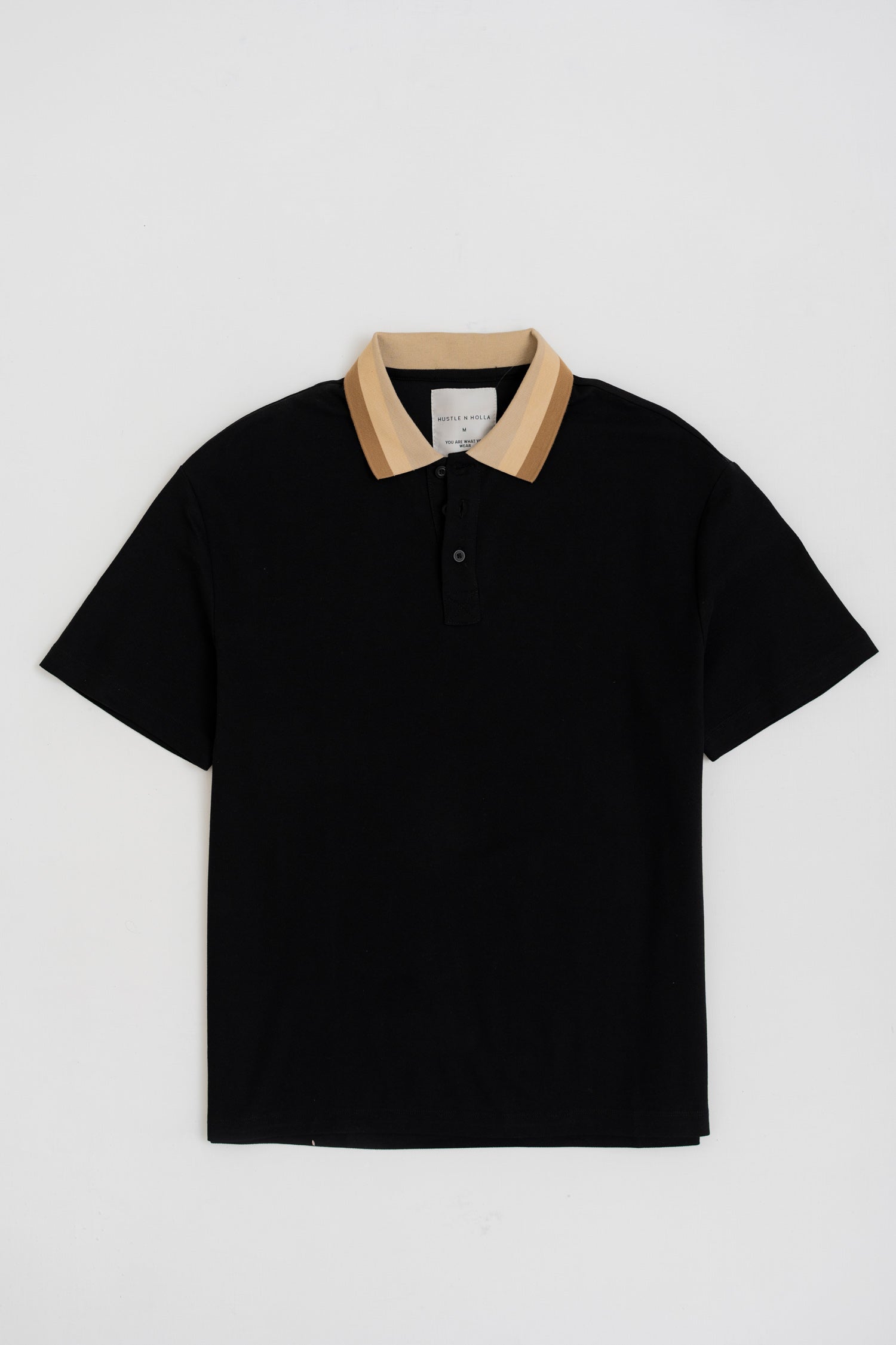 BLACK CONTRASTING COLLAR POLO SHIRT