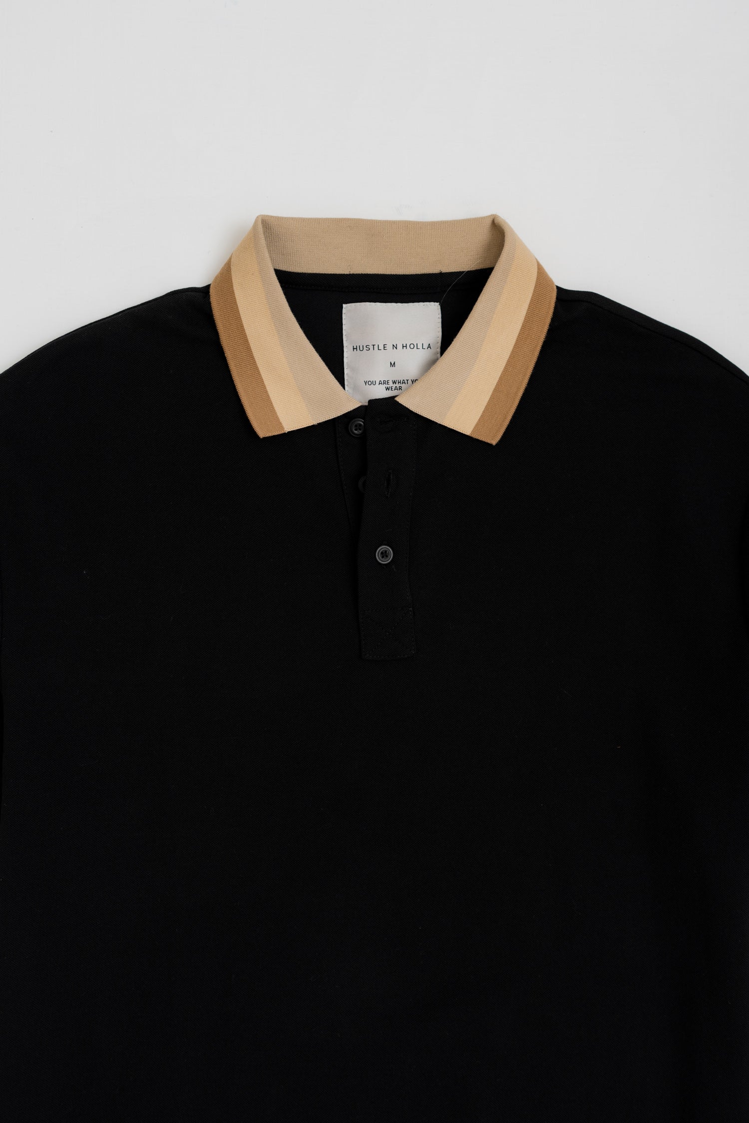 BLACK CONTRASTING COLLAR POLO SHIRT - Hustle N Holla