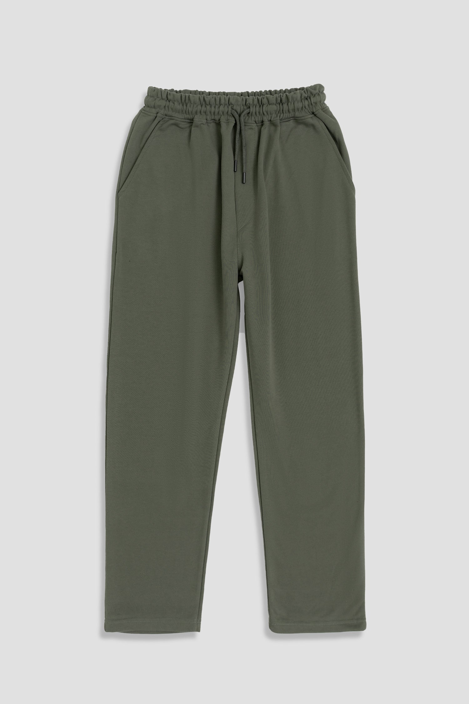 OLIVE GREEN COMFORT FIT KNITTED PANTS